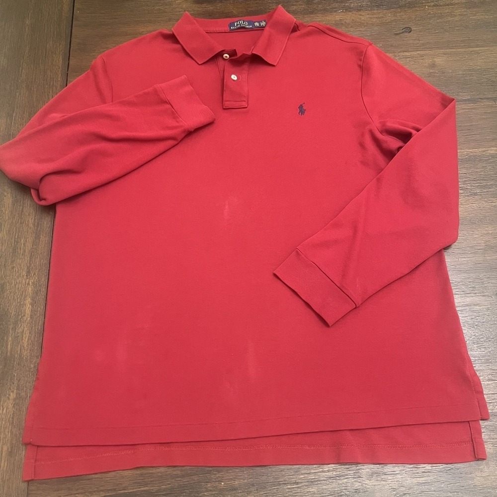 Polo by Ralph Lauren Men's 2XL Red‎ Polo Embroidered Preppy Classic Long Sleeve